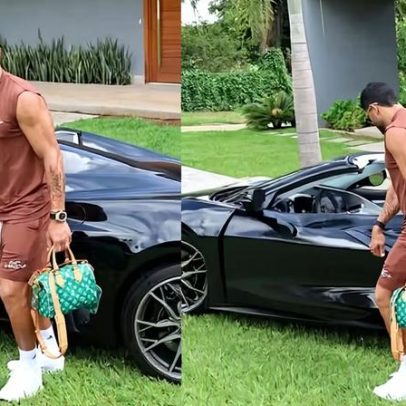 Hulk, decisivo em clássico, posa com carro de luxo e bolsa de R$50 mil