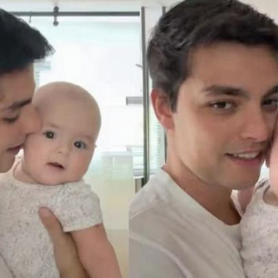 Marido de Lucas Rangel curte momento com a filha, mas acontece algo inesperado