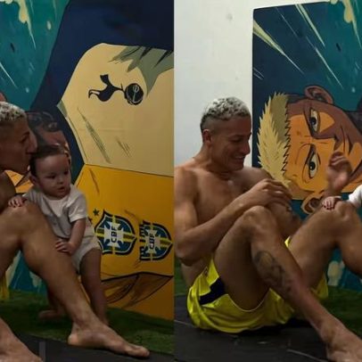 Amanda Araújo mostra Richarlison treinando com filho e cita 'meus dois amores'