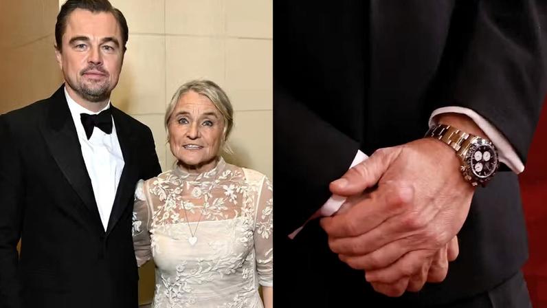 Leonardo DiCaprio faz rara aparição com a mãe usando relógio avaliado em R$460 mil no Globo de Ouro — Foto: Reprodução/Instagram