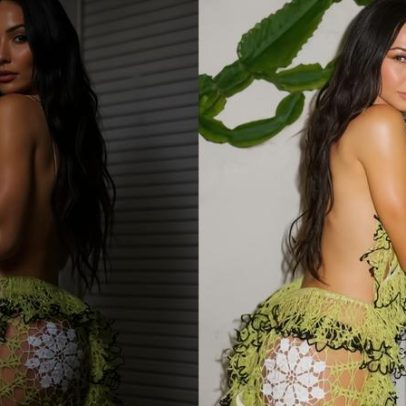 Sabrina Sato posa com vestido vazado nas costas; veja as fotos