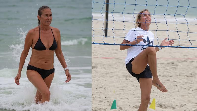 Andrea Beltrão curte praia em Copacabana — Foto: Agnews/ Dan Delmiro