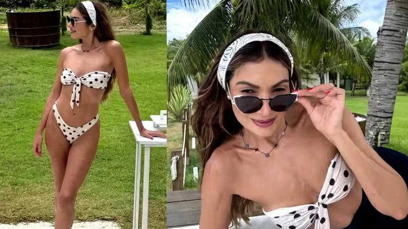 Patrícia Poeta com biquíni inspirado na estética de 1960 — Foto: Reprodução/Instagram