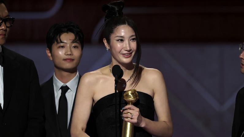 Lee Hee-joon, Ejae at the 83rd Annual Golden Globes held at The Beverly Hilton on January 11, 2026 in Beverly Hills, California.