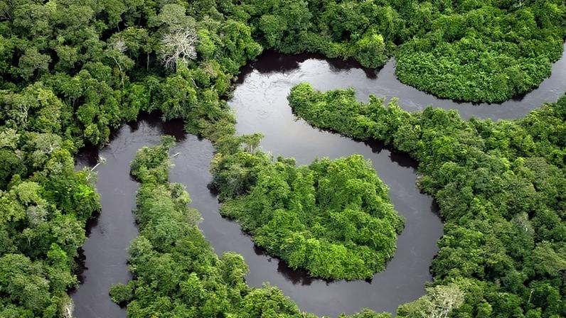 Vista aérea do rio Teles Pires, na Amazônia