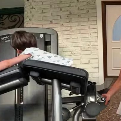 Franciny Ehlke mostra treino do enteado e comenta projeto shape do papai