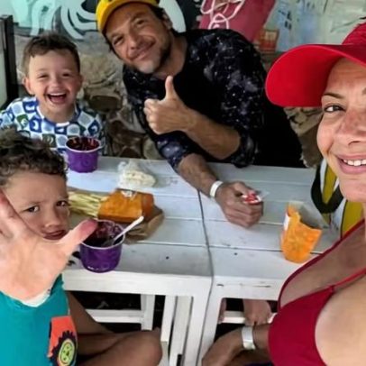 Fabíula Nascimento e Emílio Dantas viajam com os filhos para o Ceará