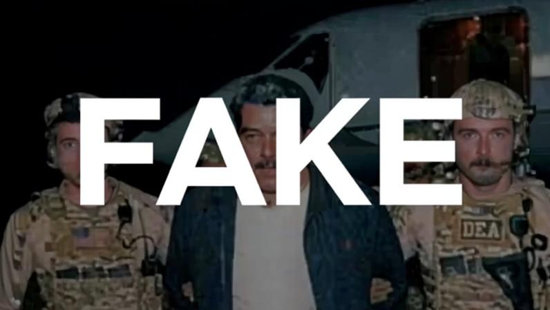 É #FAKE que foto mostre Maduro escoltado por agentes dos EUA após captura; imagem foi criada com IA — Foto: Reprodução