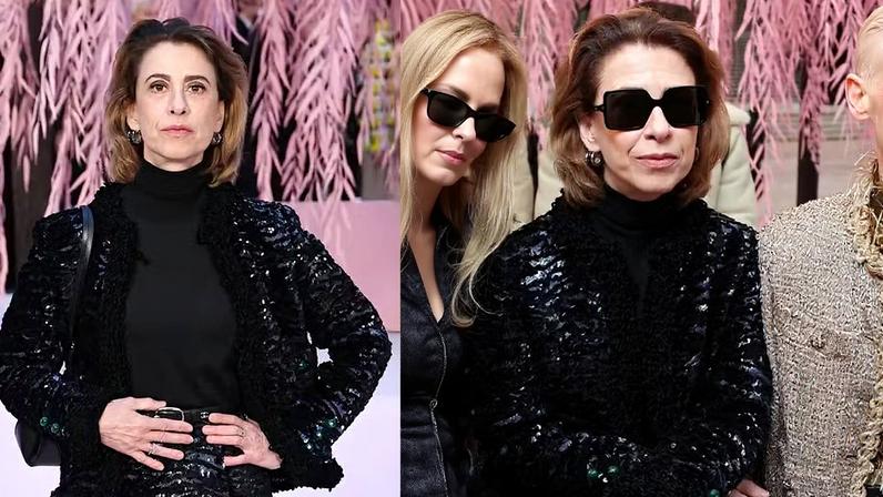 Fernanda Torres conversa com atrizes de Hollywood na primeira fila do desfile da Chanel