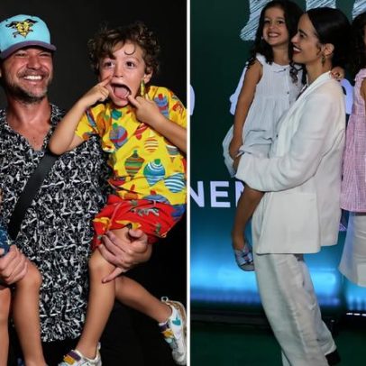 Emilio Dantas, Fabiula Nascimento, Nanda Costa e Lan Lanh levam gêmeos ao cinema