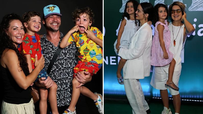 Emilio Dantas e Fabiula Nascimento e Nanda Costa e Lan Lanh levam gêmeos ao cinema — Foto: Roberto Filho/BrazilNews