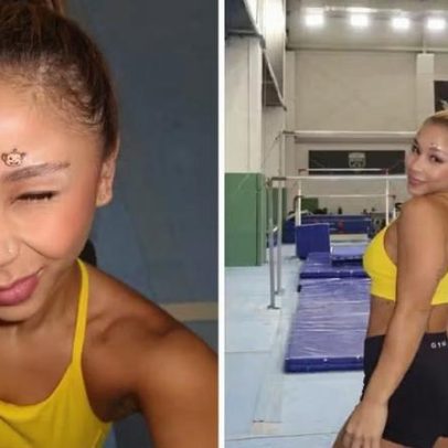 Flavia Saraiva compartilha fotos de treino com adesivo fofo no rosto