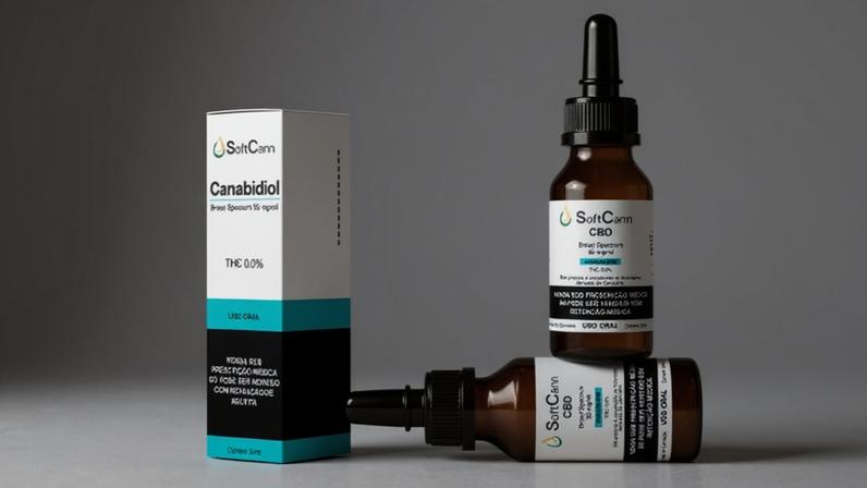 Frascos de canabidiol da empresa paraguaia Healthy Grains, que não tem registro na Anvisa