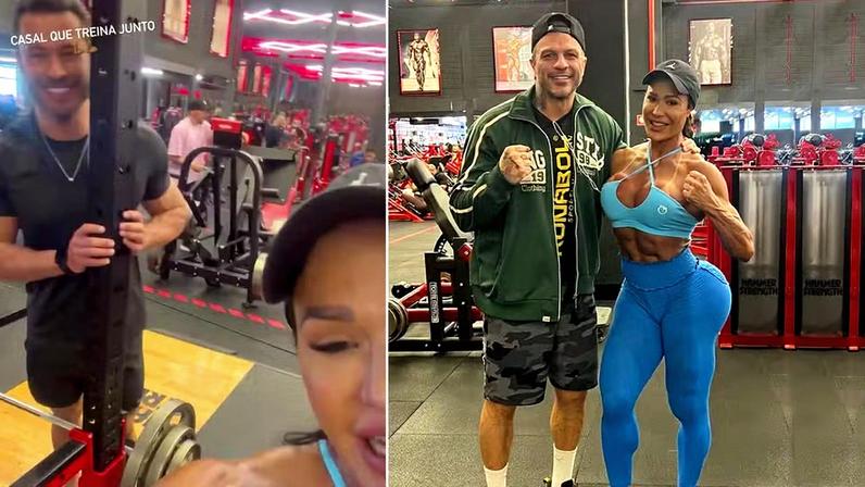 Gracyanne Barbosa com o namorado, Gabriel Cardoso, e o ex-BBB Kleber Bambam — Foto: Reprodução/Instagram