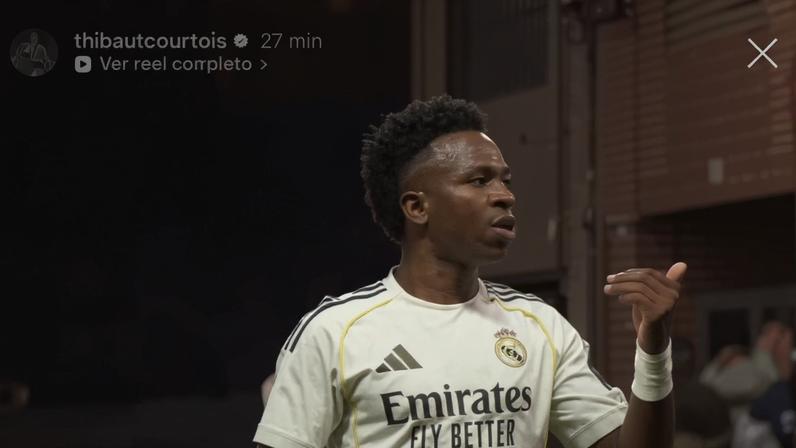Courtois se pronuncia sobre cânticos racistas direcionados ao Vini Jr — Foto: Reprodução/Instagram