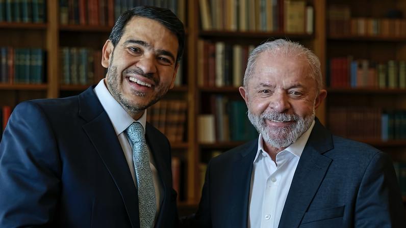 O presidente Luiz Inácio Lula da Silva e o advogado-geral da União, Jorge Messias, indicado ao STF — Foto: Ricardo Stuckert/Presidência da República