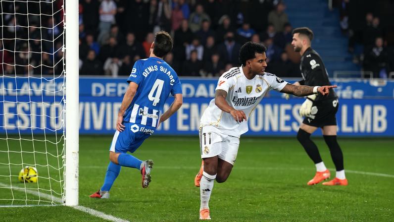 Rodrygo comemora gol pelo Real Madrid — Foto: Getty