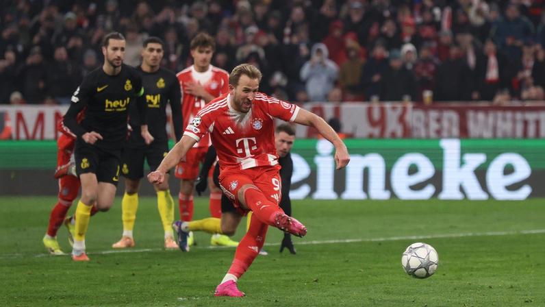 Harry Kane cobrou dois pênaltis contra o Saint-Gilloise: converteu um e perdeu outro — Foto: Getty Images