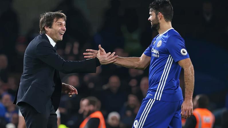 Antonio Conte e Diego Costa — Foto: Getty Images
