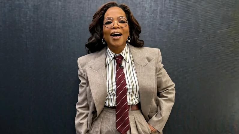 Oprah Winfrey appeared on “The View” on Friday in a Saint Laurent power suit.