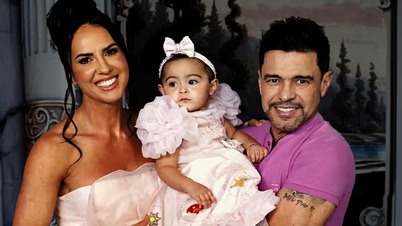 Zezé Di Camargo e Graciele Lacerda no aniversário de Clara