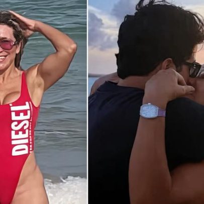 Iran Ângelo, ex de Hulk, posta foto de maiô e beija o noivo