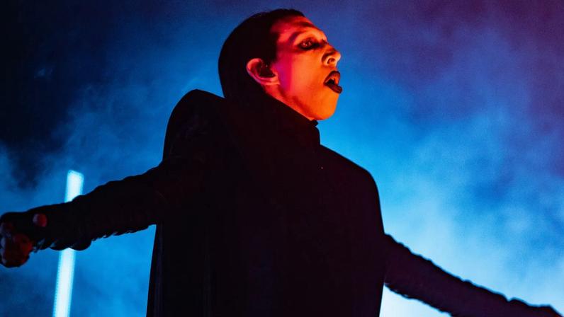 AMSTERDAM, NETHERLANDS - FEBRUARY 19: American shockrocker Marilyn Manson (Brian Hugh Warner) performs live on stage at Afas Live on February 19, 2025 in Amsterdam, Netherlands.