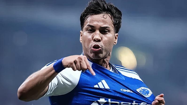 Kaio Jorge, do Cruzeiro, comemorando seu gol no clássico mineiro, pelas quartas da Copa do Brasil