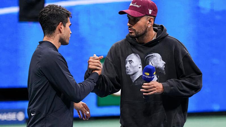 Carlos Alcaraz e Nick Kyrgios (Foto: USTA)