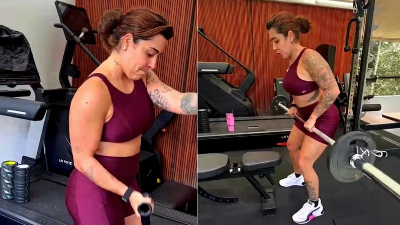 Grávida, Lauana Prado treina na academia — Foto: Reprodução/Instagram