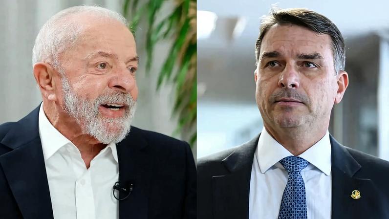 Pesquisa revela intenções de voto entre Lula e Flávio Bolsonaro para a Presidência.