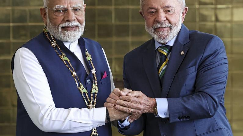Brasília (DF), 08/07/2025 - O presidente Luiz Inácio Lula da Silva recebe o primeiro-ministro da Índia, Narendra Modi, em cerimônia oficial no Palácio da Alvorada. Foto: Marcelo Camargo/Agência Brasil
