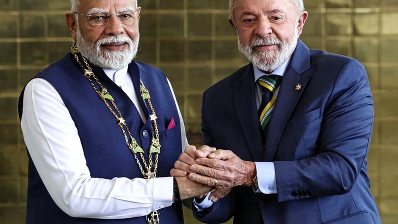 Brasília (DF), 08/07/2025 - O presidente Luiz Inácio Lula da Silva recebe o primeiro-ministro da Índia, Narendra Modi, em cerimônia oficial no Palácio da Alvorada. Foto: Marcelo Camargo/Agência Brasil