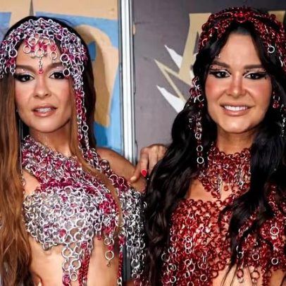 Maiara e Maraisa aparecem com looks caprichados para cantar com Anitta