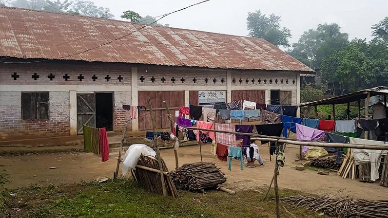 The relief camp in Manipur where Lamjagou Vaiphei lives with his wife, three children, and seven other families.