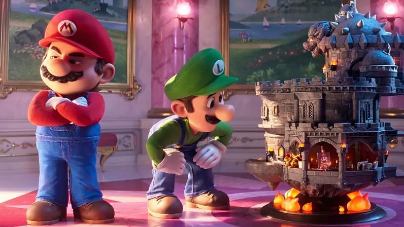 Mario and Luigi next to Bower's castle.