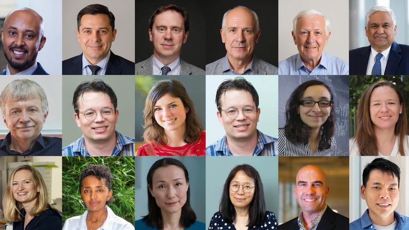 3 by 6 grid of faculty portrait photos