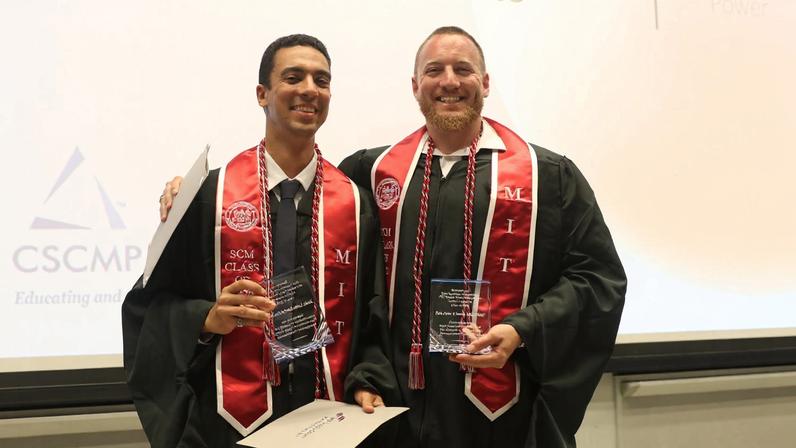 Recent MIT Supply Chain Management students Yassine Lahlou-Kamal MAP ’25 (left) and Kevin Power MAP ’25