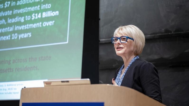 Emily Reichert, CEO of the Massachusetts Clean Energy Center, explained how her organization is coupling economic development and innovation for clean energy and climate tech.