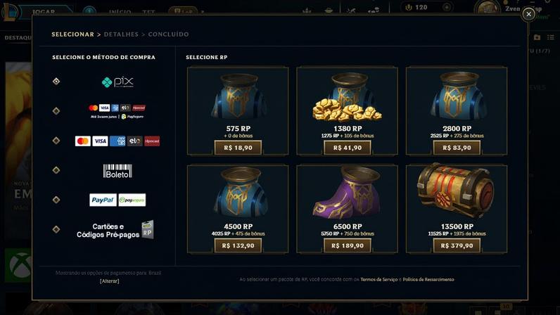 Preço do RP no LoL em 2026: valores ATUALIZADOS da moeda