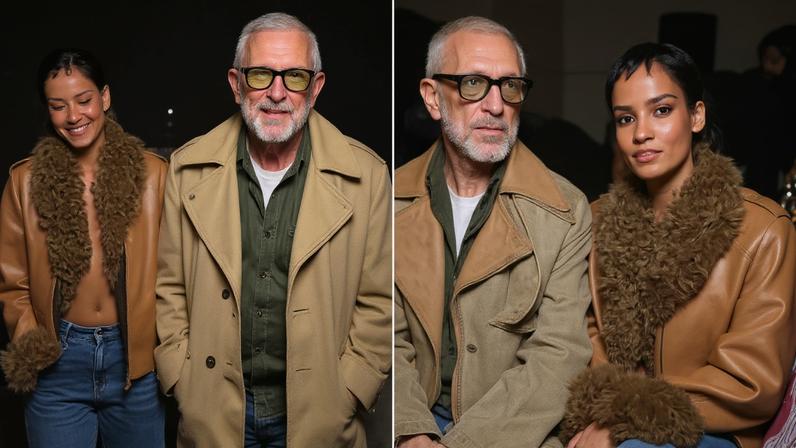 Vincent Cassel e Narah Baptista caminham em Paris com look combinando após desfile de moda; vídeo