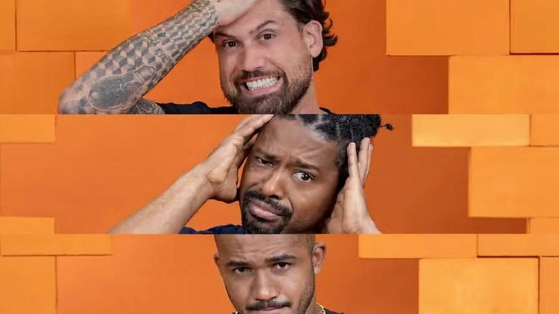Brigido, Leandro e Matheus estão no Paredão do BBB 26 — Foto: Globo / Manoella Mello