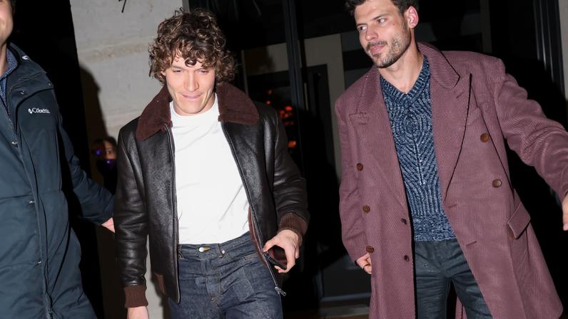 “Heated Rivalry” co-stars Francois Arnaud and Connor Storrie were photographed exiting a Paris Fashion Week party together Monday.