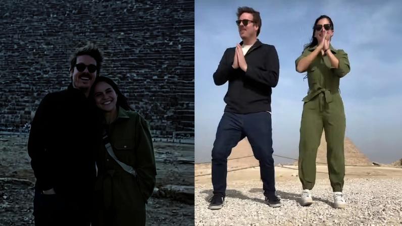 Fabio Porchat e namorada dançam 'Faraó' de Margareth Menezes no Egito