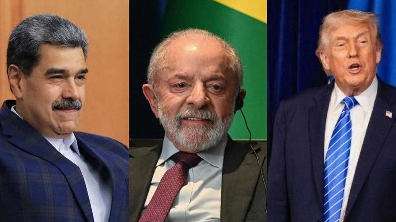 Presidente Lula (ao centro) já tentou mediar situação entre Nicolas Maduro (à esquerda) e Donald Trump (à direita)
