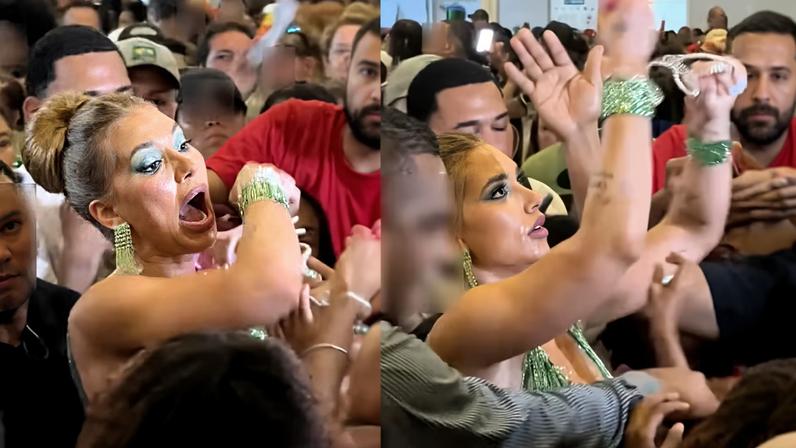 Virginia pede calma enquanto fãs tentam pegar suas pulseiras e web se choca: 'Que loucura é essa?'; vídeo — Foto: Reprodução/TikTok/@betofranzen