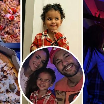 Bruna Biancardi, Neymar, Mavie e Mel fazem noite do pijama com cabana e pizza