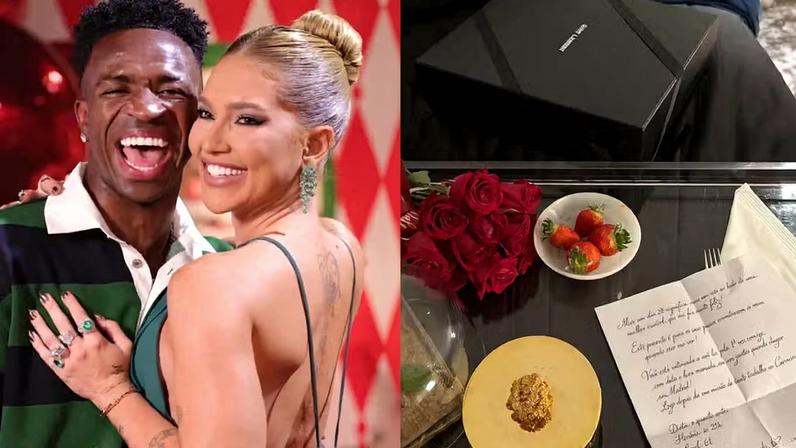 Completando 3 meses de namoro, Virginia Fonseca se declara a Vini Jr. após ser presenteada por ele — Foto: Reprodução/Instagram