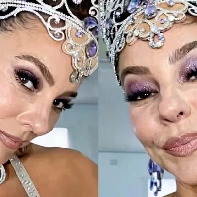 Paolla Oliveira surge surpresa na Grande Rio fantasiada de rainha