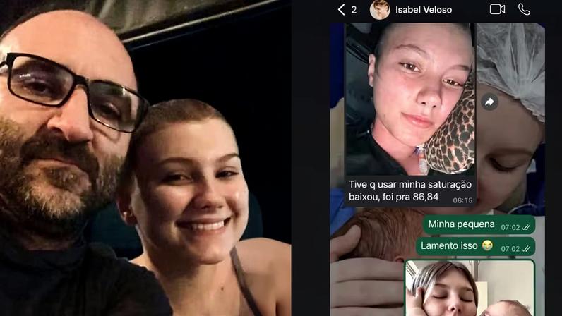 Pai de Isabel Veloso expõe conversas com a filha e revela sinais de rejeição da medula: 'Não deram atenção para exames' — Foto: Reprodução/Instagram